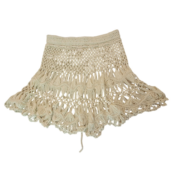 Summer Boho Crochet Mini Skirt Swimsuit Cover Women's Size 8 - Picture 12 of 14